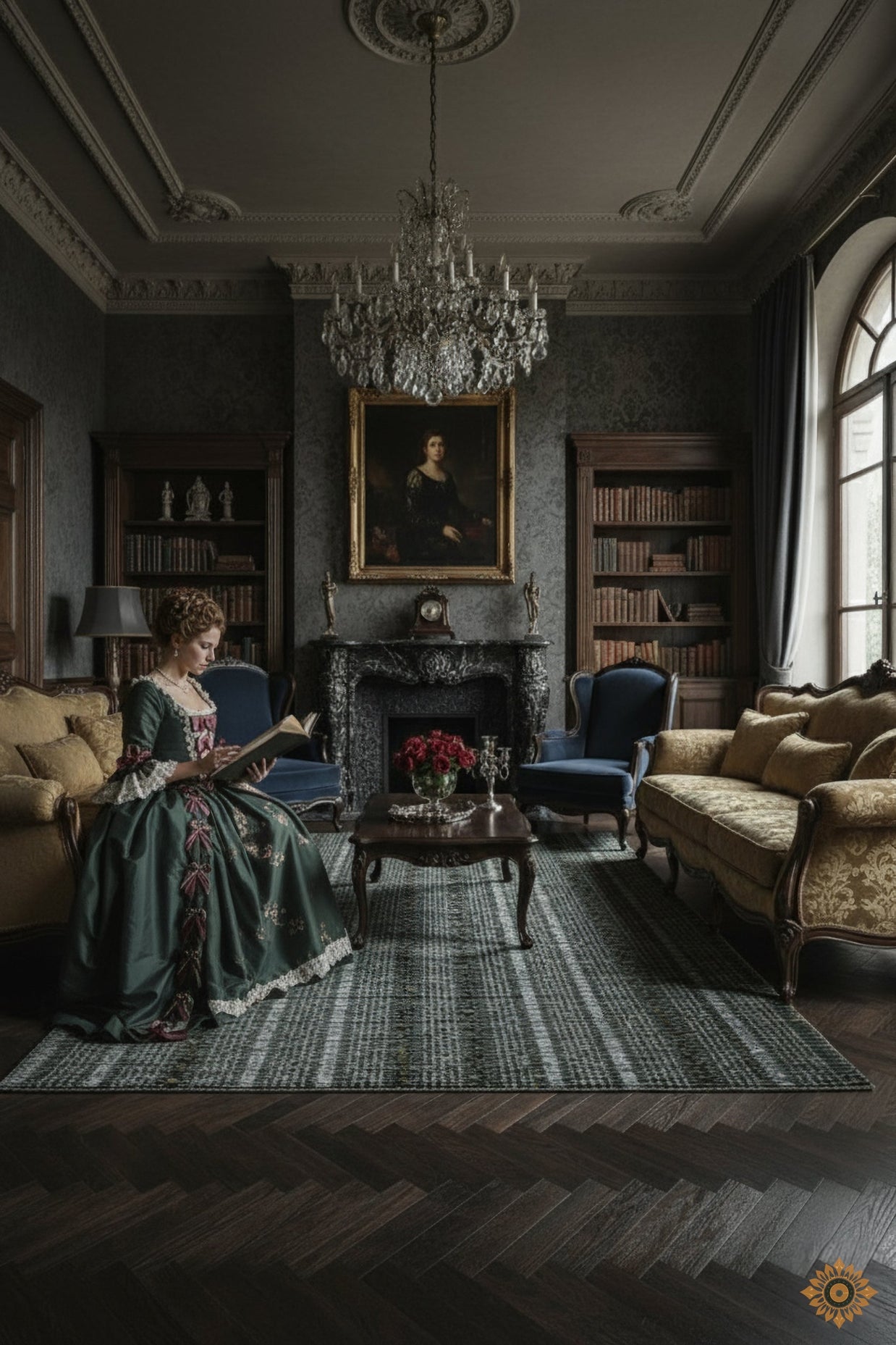 Textured Blue and Black Pattern Hand-Loom Woolen Handmade Rug for bed rooms, offices, and dining spaces. 