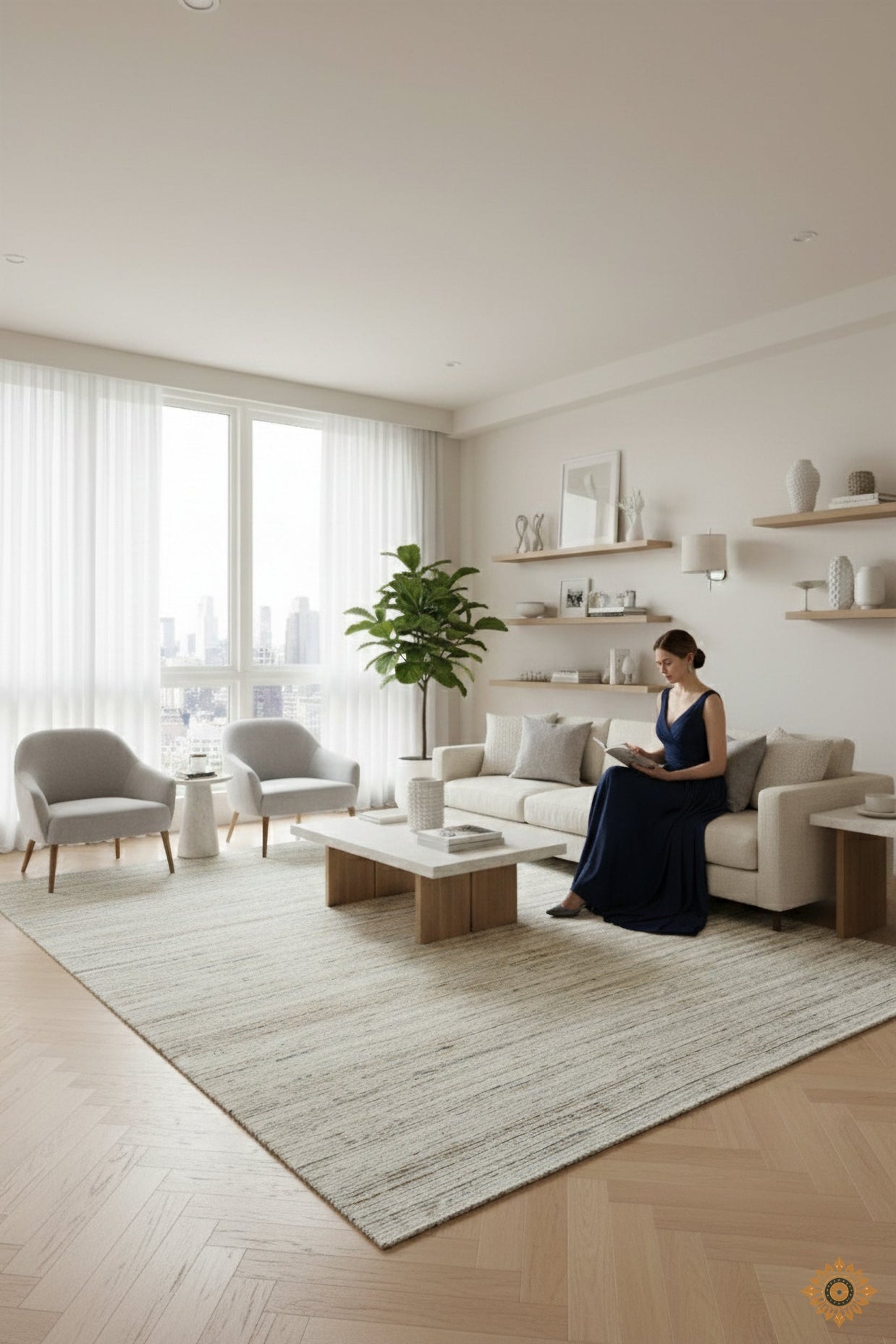 Textured Area Rug Hand-Loom Pet Yarn Handmade Rug for bed rooms, offices, and dining spaces. 