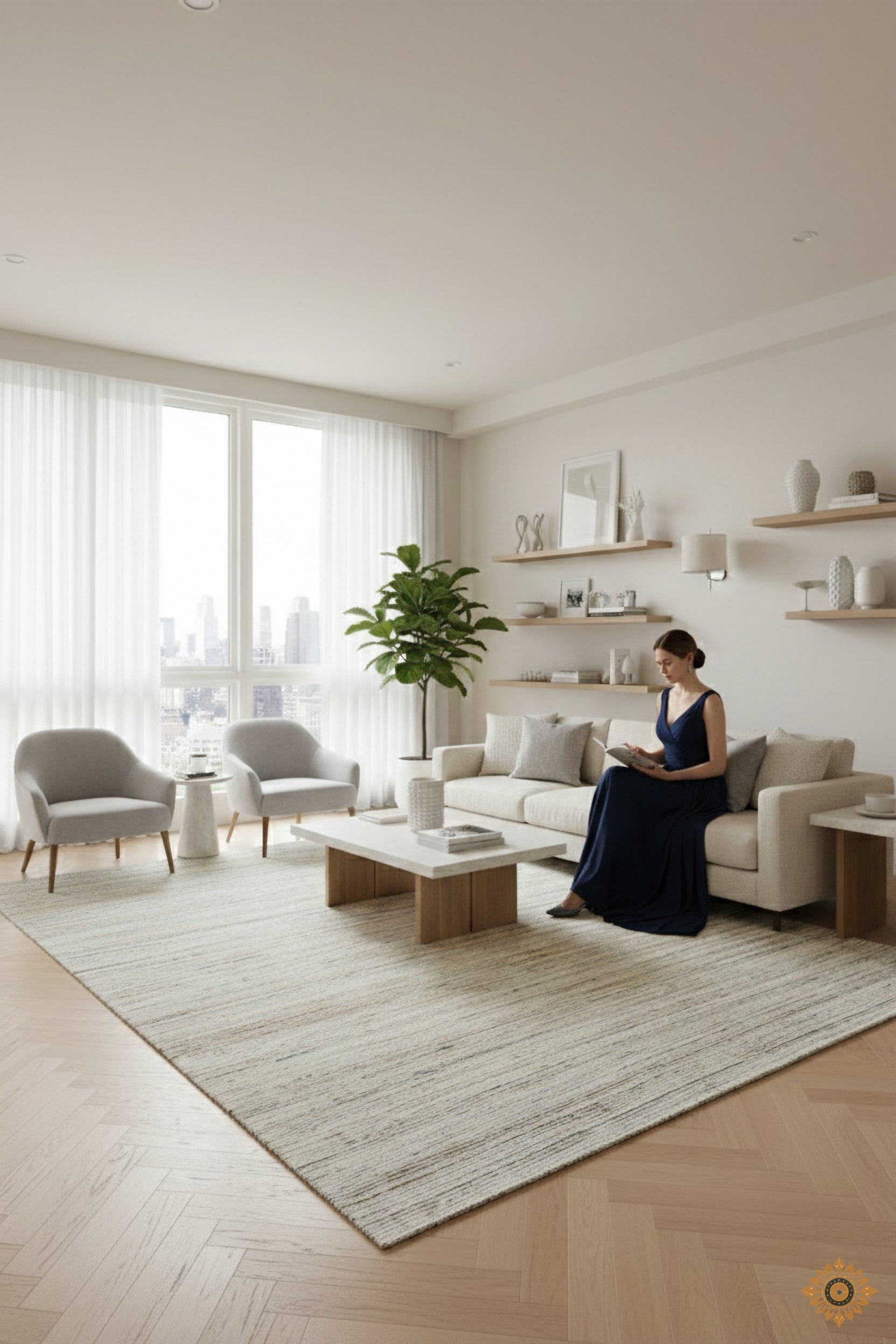 Textured Area Rug Hand-Loom Pet Yarn Handmade Rug for bed rooms, offices, and dining spaces. 