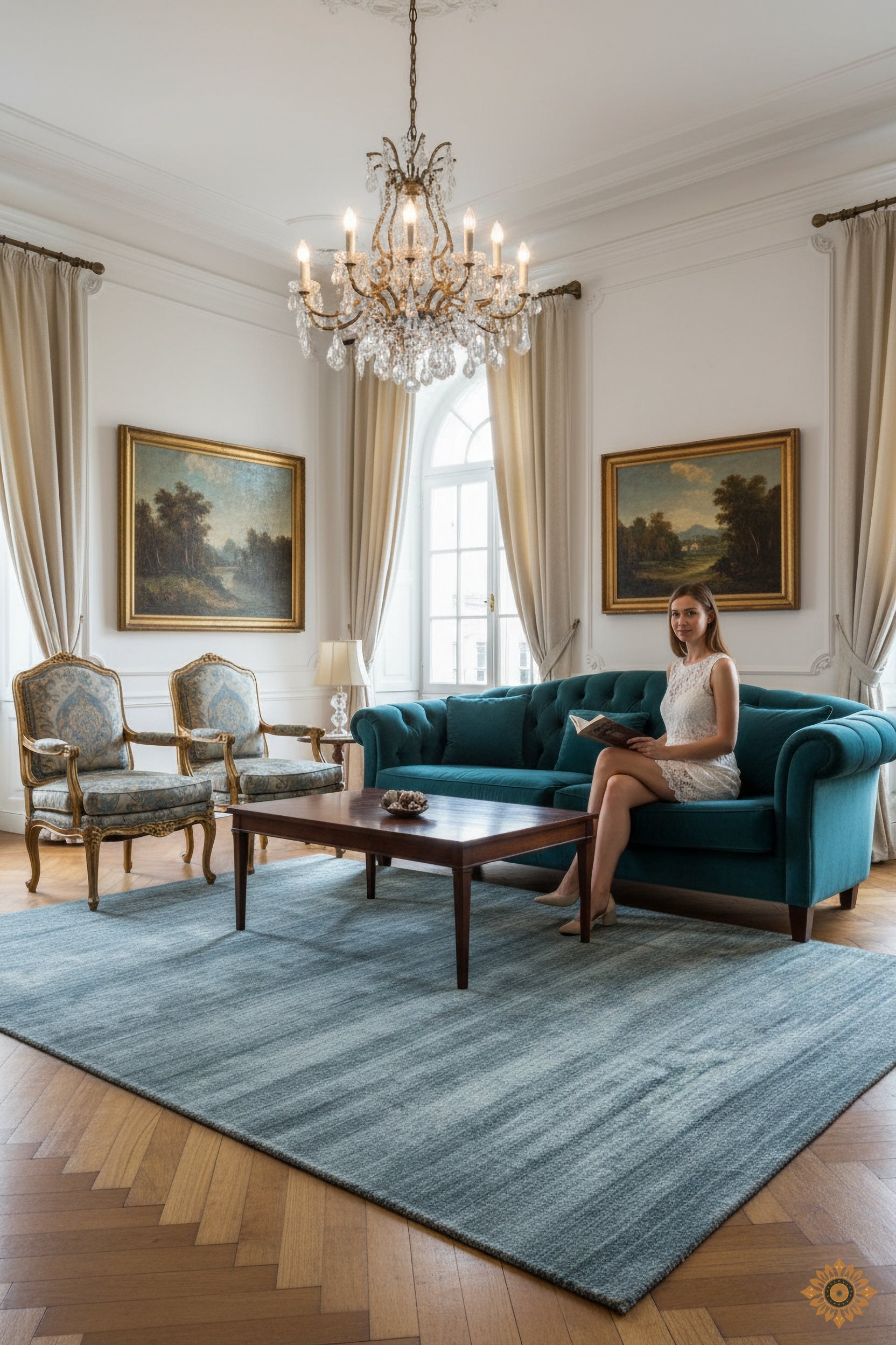 Detail Shot of Hand-Loom Woolen Handmade Rug for bed rooms, offices, and dining spaces. 