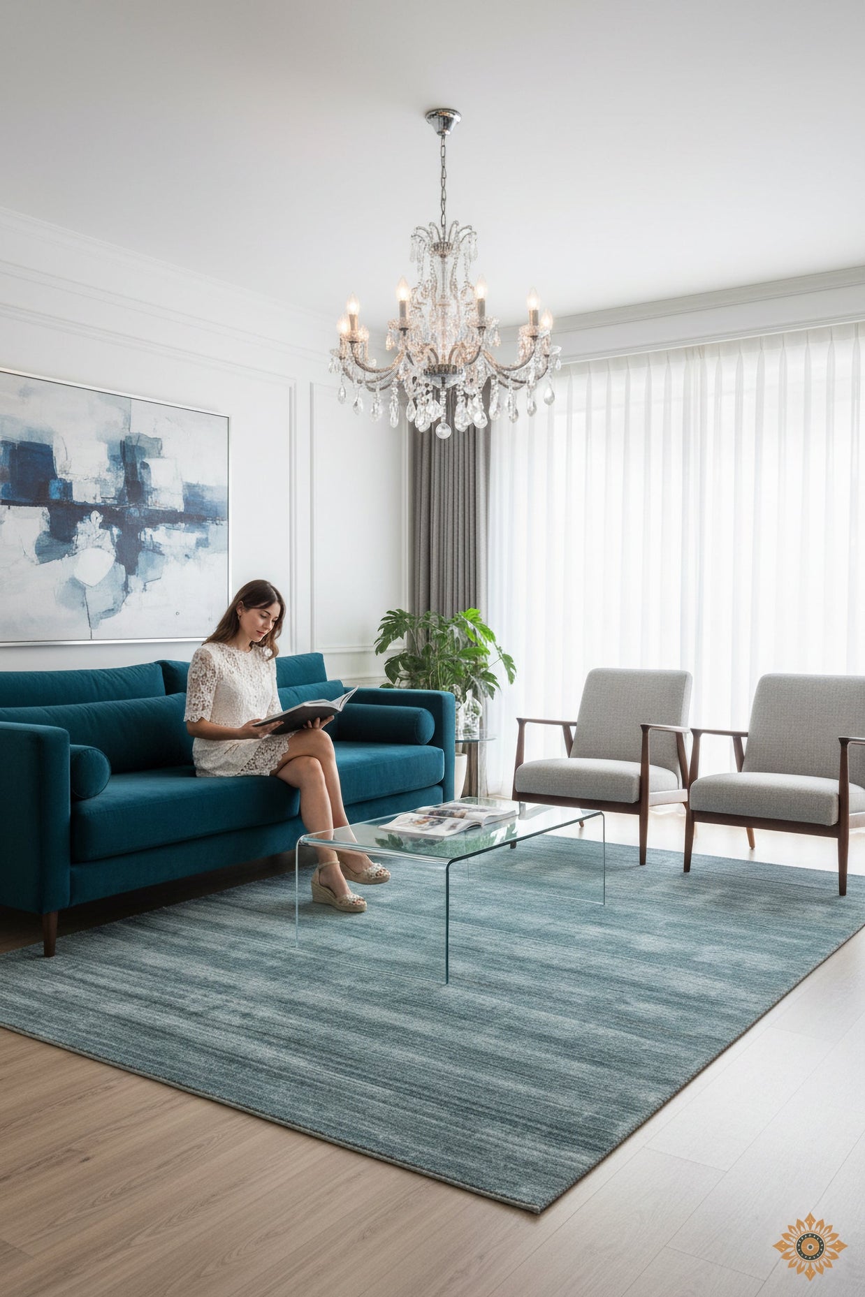 Detail Shot of Hand-Loom Woolen Handmade Rug for bed rooms, offices, and dining spaces. 