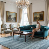 Detail Shot of Hand-Loom Woolen Handmade Rug for bed rooms, offices, and dining spaces. 