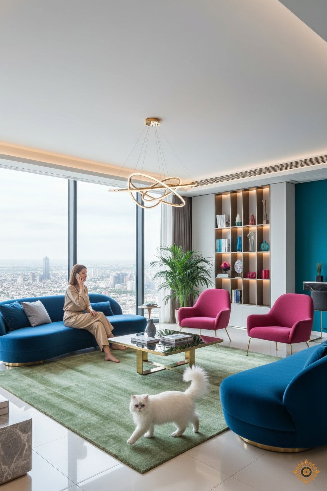 Green Hand-Loom Viscose Handmade Printed Rug for bed rooms, offices, and dining spaces