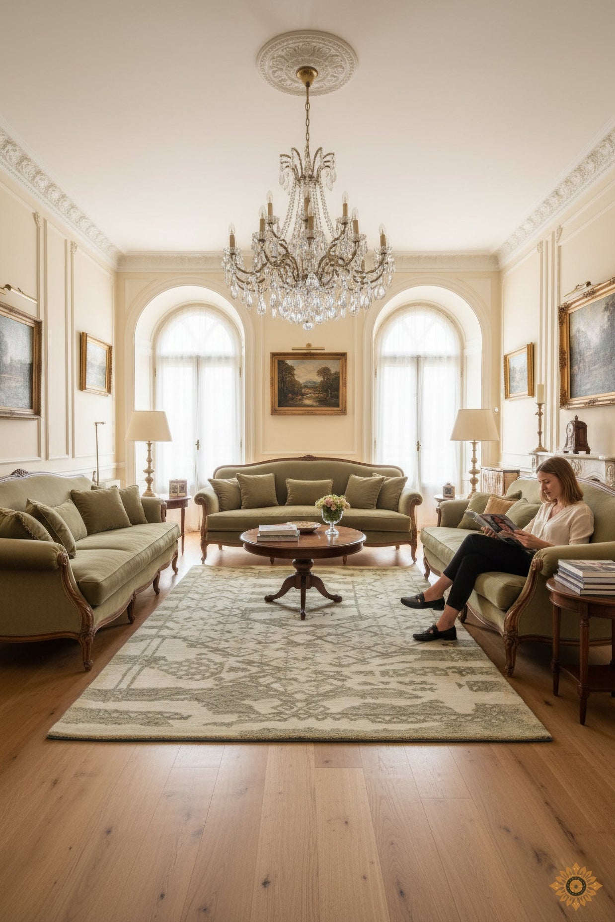 Luxury Ivory/Cream Hand-Tufted Woolen Rug for bed rooms, offices, and dining spaces with Geometric Pattern