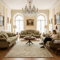 Hand-Tufted Woolen Handmade Rug for bed rooms, offices, and dining spaces. with Wavy Pattern