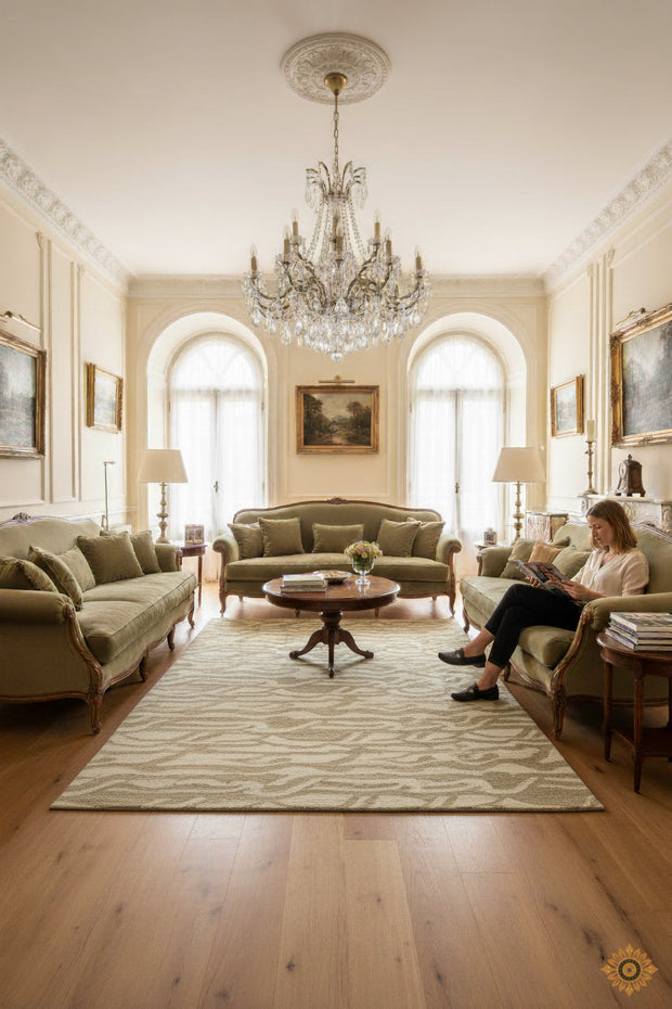 Hand-Tufted Woolen Handmade Rug for bed rooms, offices, and dining spaces. with Wavy Pattern