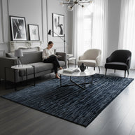 Black Hand-Tufted Woolen Handmade Rug for bed rooms, offices, and dining spaces.