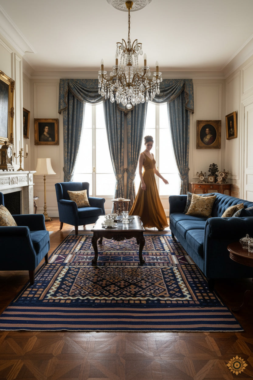 Fusion Weave Hand-Tufted on Durrie woolen rug for bed rooms, offices, and dining spaces with all over geometric lattice