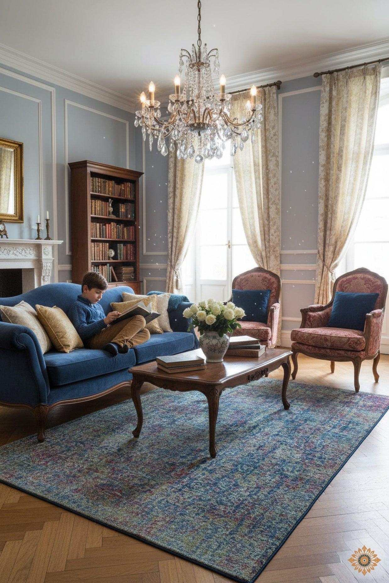 Multicoloured Pattern Hand-Loom Printed Viscose Handmade Rug for bed rooms, offices, and dining spaces. 