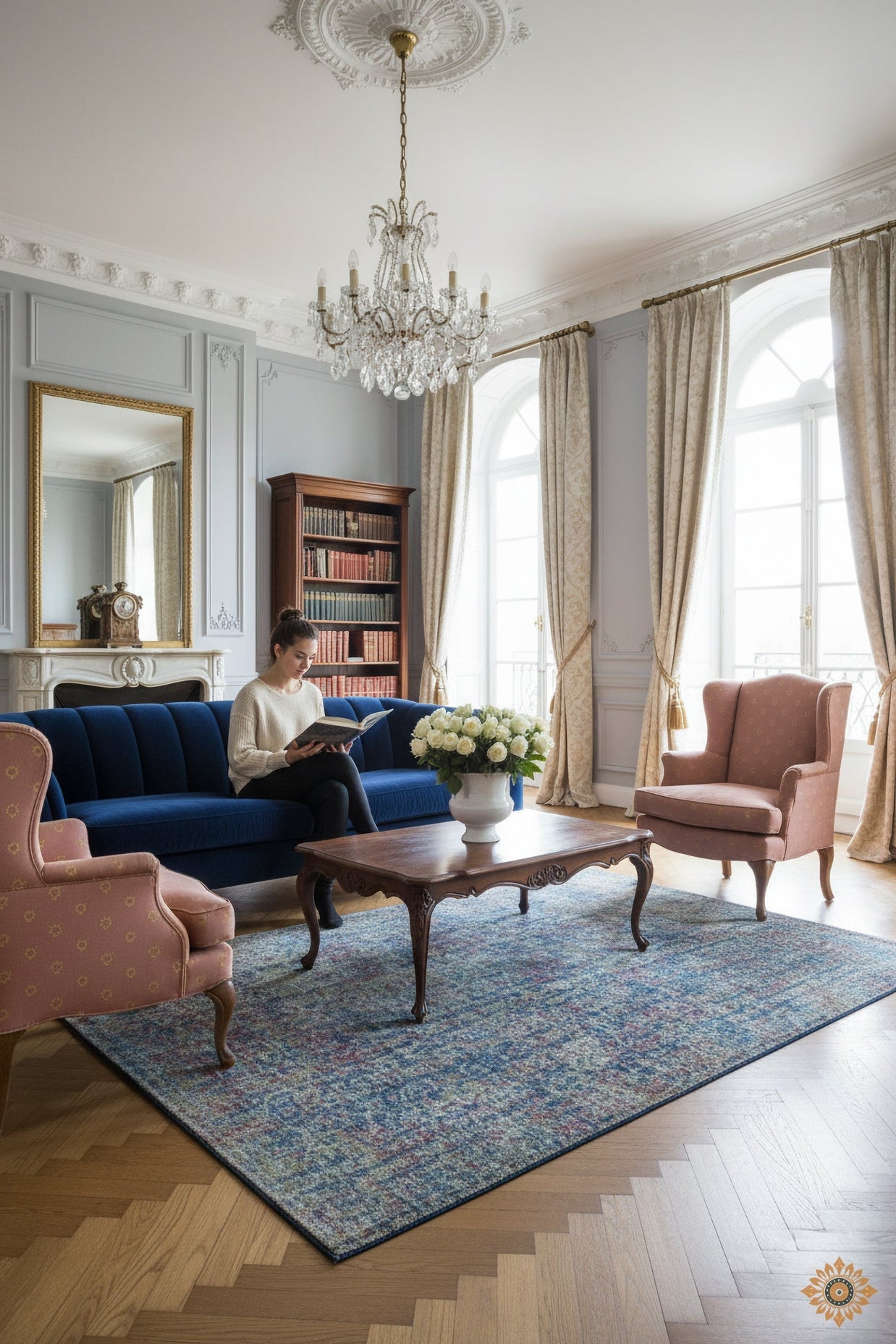 Multicoloured Pattern Hand-Loom Printed Viscose Handmade Rug for bed rooms, offices, and dining spaces. 