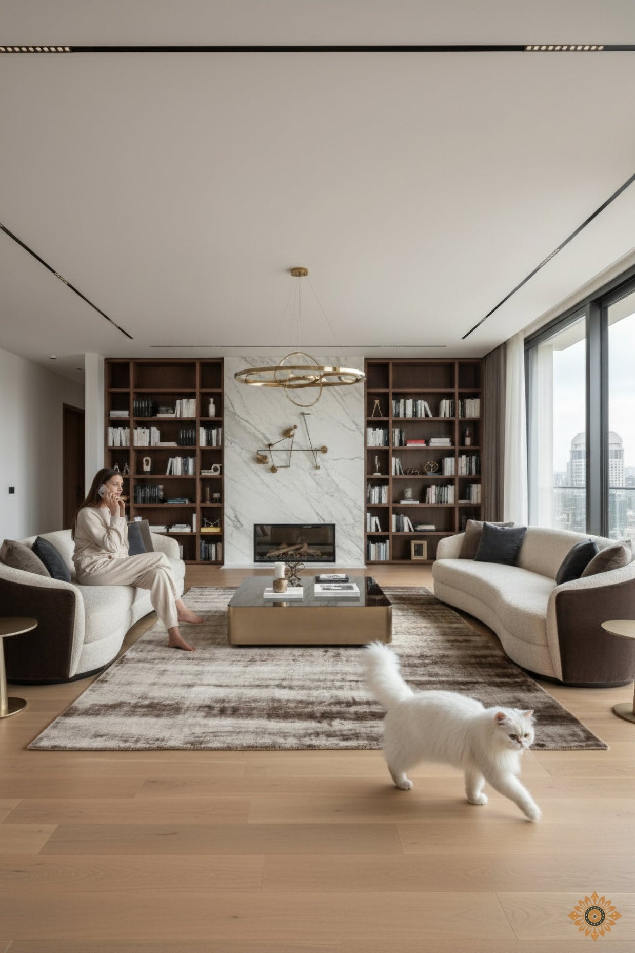 Textured Brown and Beige Hand-Loom Woolen Handmade Rug for bed rooms, offices, and dining space