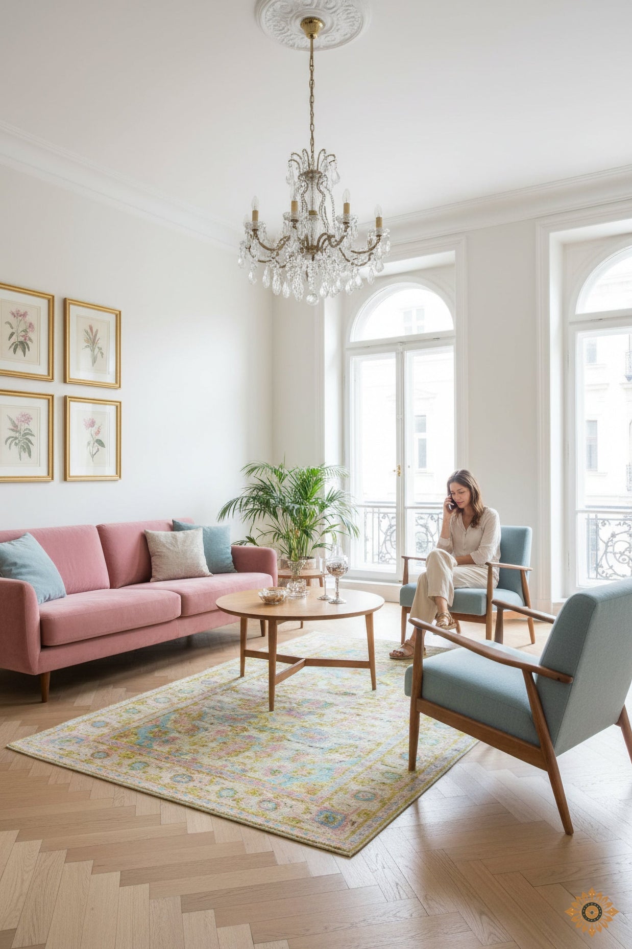 Floral Pattern HandKnotted Handcarded Wool Handmade Rug for bed rooms, offices, and dining spaces