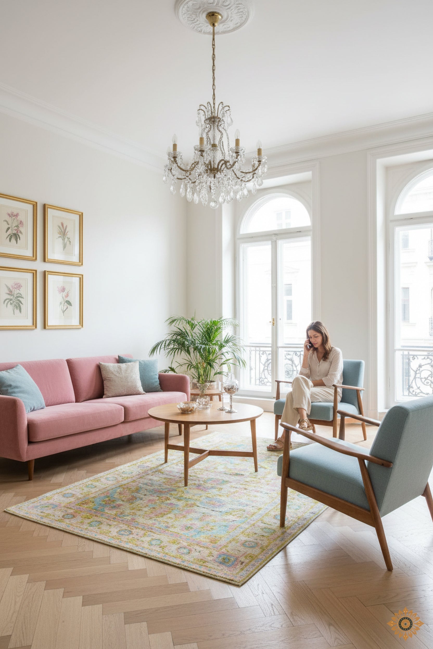 Floral Pattern HandKnotted Handcarded Wool Handmade Rug for bed rooms, offices, and dining spaces