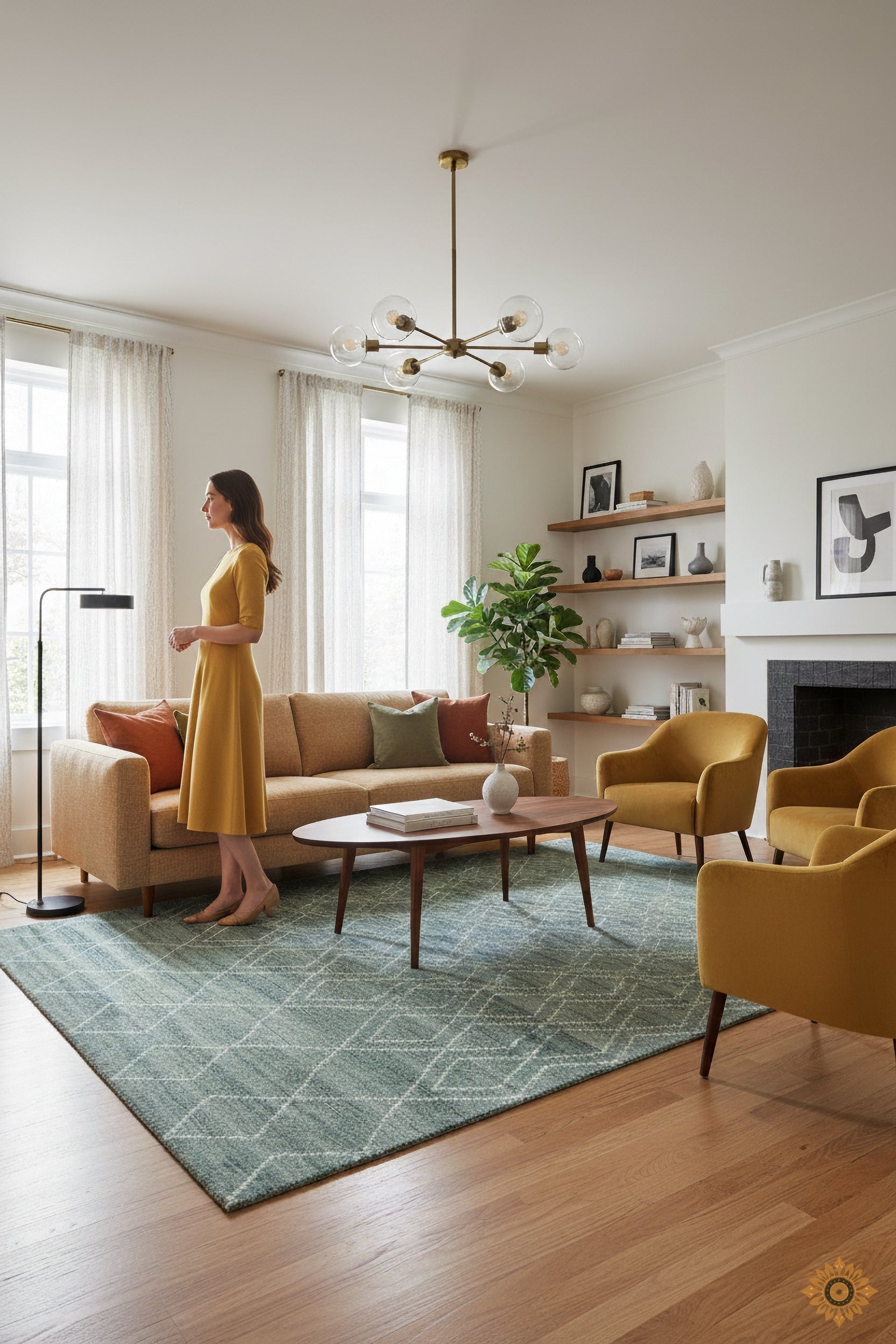 Blue Geometric Patterned Hand-Loom Viscose Handmade Rug for Modern bed rooms, offices, and dining spaces