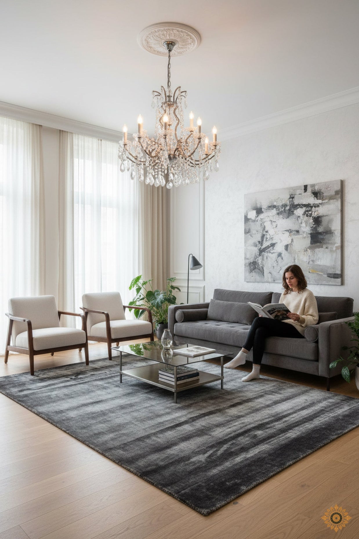 Textured Rug with Wavy Pattern Hand-Loom Viscose Handmade Rug for bed rooms, offices, and dining spaces. 