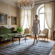 Textured Rug with Wavy Pattern Hand-Loom Viscose Handmade Rug for bed rooms, offices, and dining spaces. 