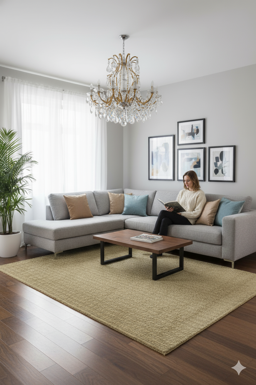 Wheat Gold Texture Hand-Woven Soumak Wool Rug for Bed Rooms, Offices and Dining Rooms