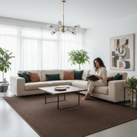 Brown Texture Hand-Woven Soumak woolen rug for bed rooms, offices, and dining spaces. 