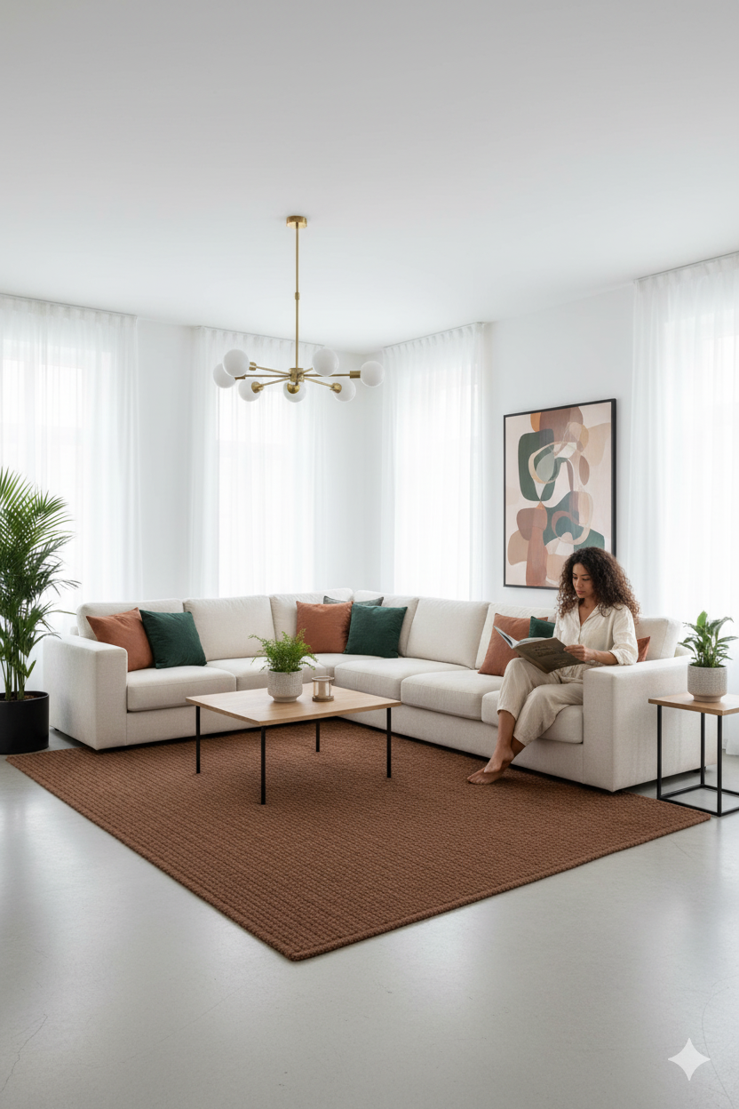 Brown Texture Hand-Woven Soumak woolen rug for bed rooms, offices, and dining spaces. 