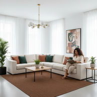 Brown Texture Hand-Woven Soumak woolen rug for bed rooms, offices, and dining spaces. 