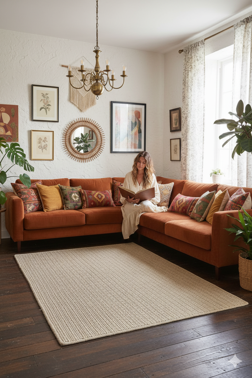 Beige Texture Hand-Woven Soumak woolen rug for bed rooms, offices, and dining spaces. 