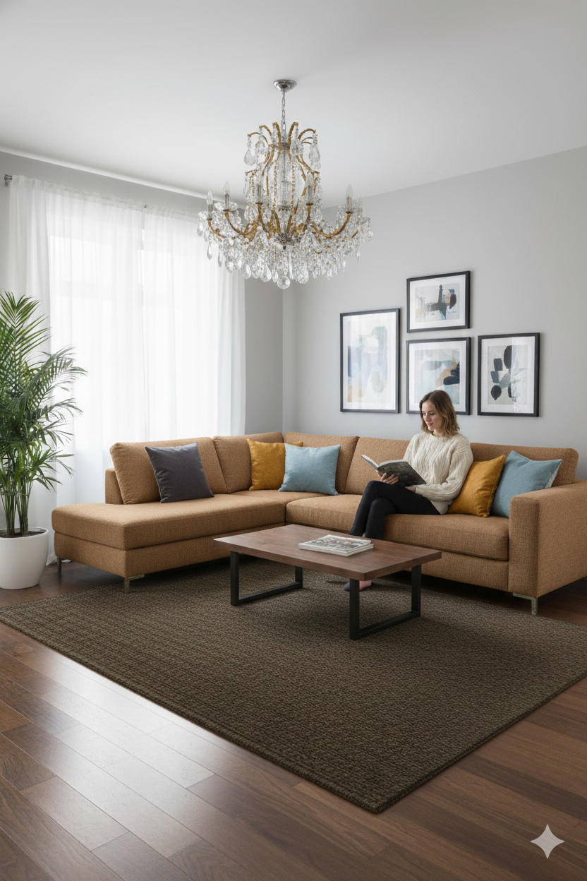 Brown Texture Hand-Woven Soumak woolen rug for bed rooms, offices, and dining spaces. 