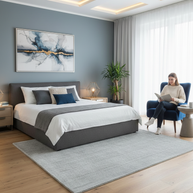 Textured Grey Solid Hand-Loom Viscose Handmade Rug for Bedroom