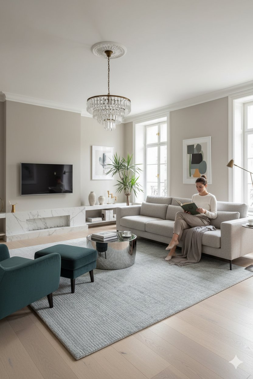 Textured Grey Solid Hand-Loom Viscose Handmade Rug for Living Room