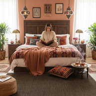 Brown Texture Hand-Woven Soumak woolen rug for bed rooms, offices, and dining spaces. 