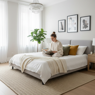 Beige Texture Hand-Woven Soumak woolen rug for bed rooms, offices, and dining spaces. 