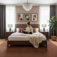 Brown Texture Hand-Woven Soumak woolen rug for bed rooms, offices, and dining spaces. 