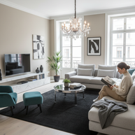 Textured Black Hand-Loom Viscose Handmade Rug for Modern Living Room