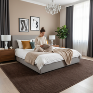 Brown Texture Hand-Woven Soumak woolen rug for bed rooms, offices, and dining spaces. 