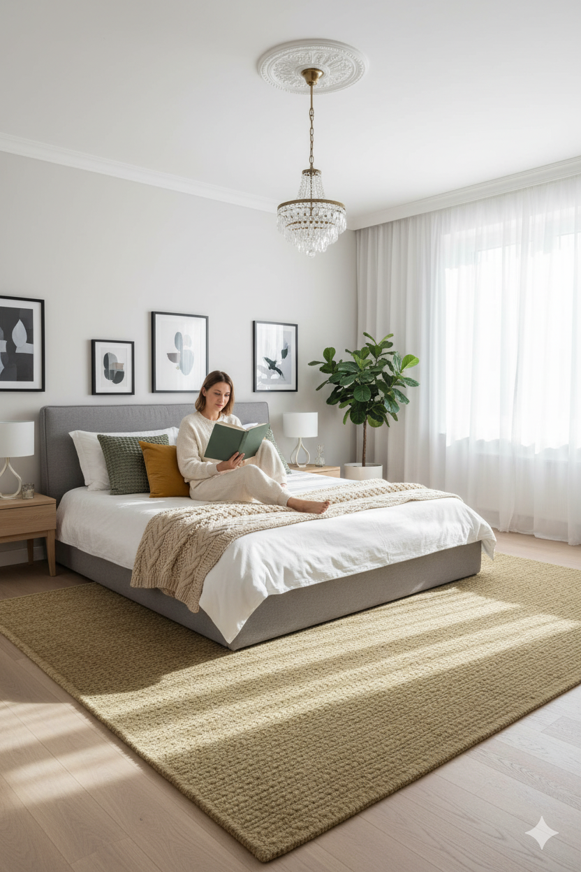 Wheat Gold Texture Hand-Woven Soumak Wool Rug for Bed Rooms, Offices and Dining Rooms