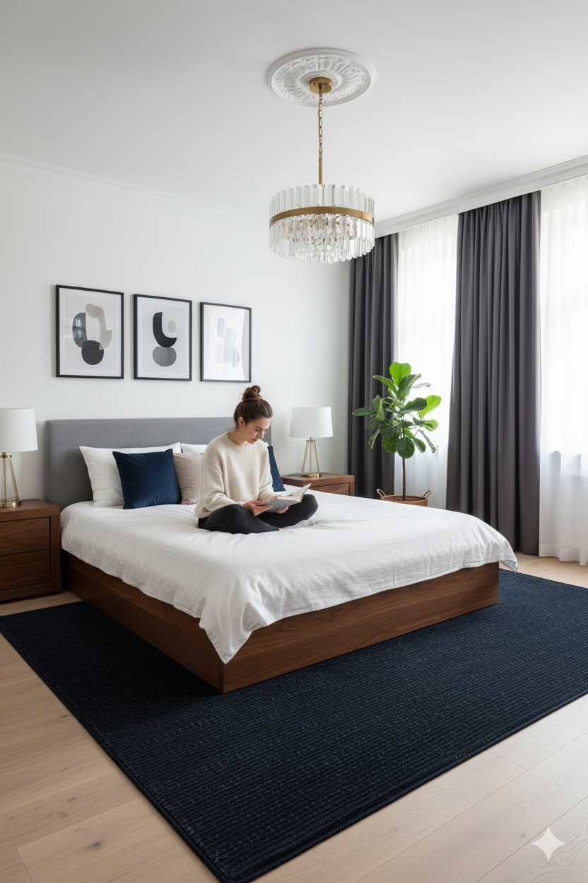 Solid Black Texture Hand-Woven Soumak woolen rug for bed rooms, offices, and dining spaces. 