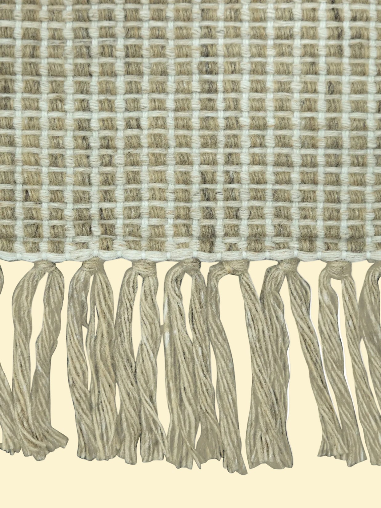 Ivory Grid | Outdoor Handwoven Pitloom Durrie