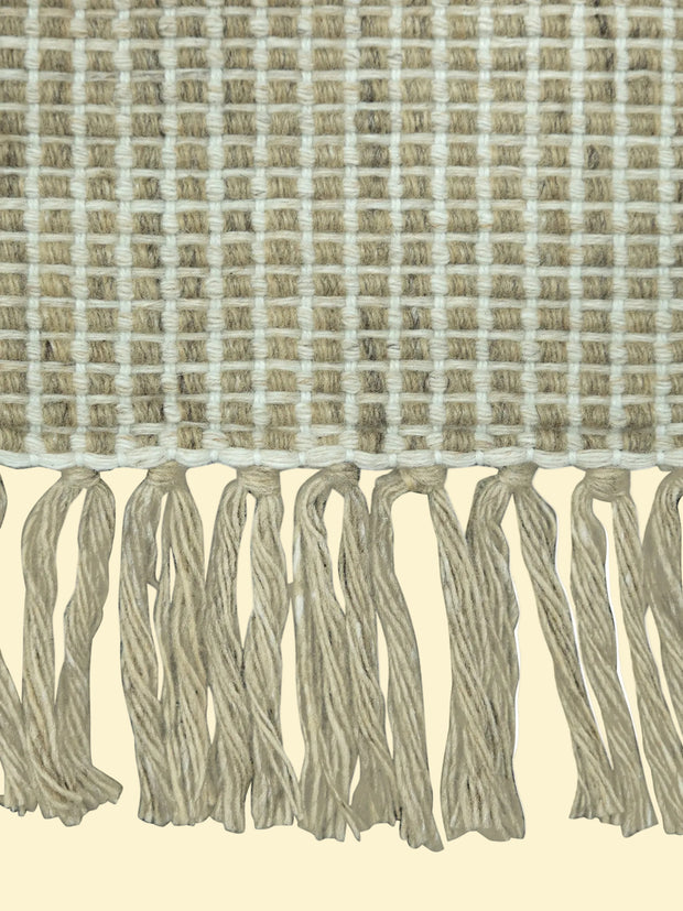 Ivory Grid | Outdoor Handwoven Pitloom Durrie