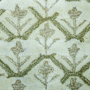Detail Shot of Luxury Ivory/Cream Hand-Tufted Woolen Rug for bed rooms, offices, and dining spaces with Geometric Pattern