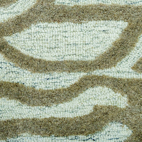 Detail Shot of Hand-Tufted Woolen Handmade Rug for bed rooms, offices, and dining spaces. with Wavy Pattern