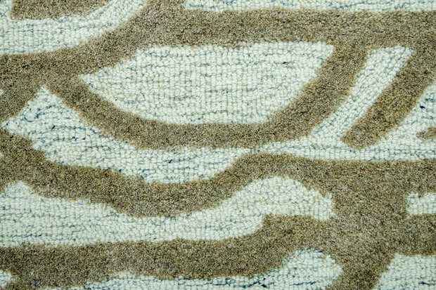 Detail Shot of Hand-Tufted Woolen Handmade Rug for bed rooms, offices, and dining spaces. with Wavy Pattern
