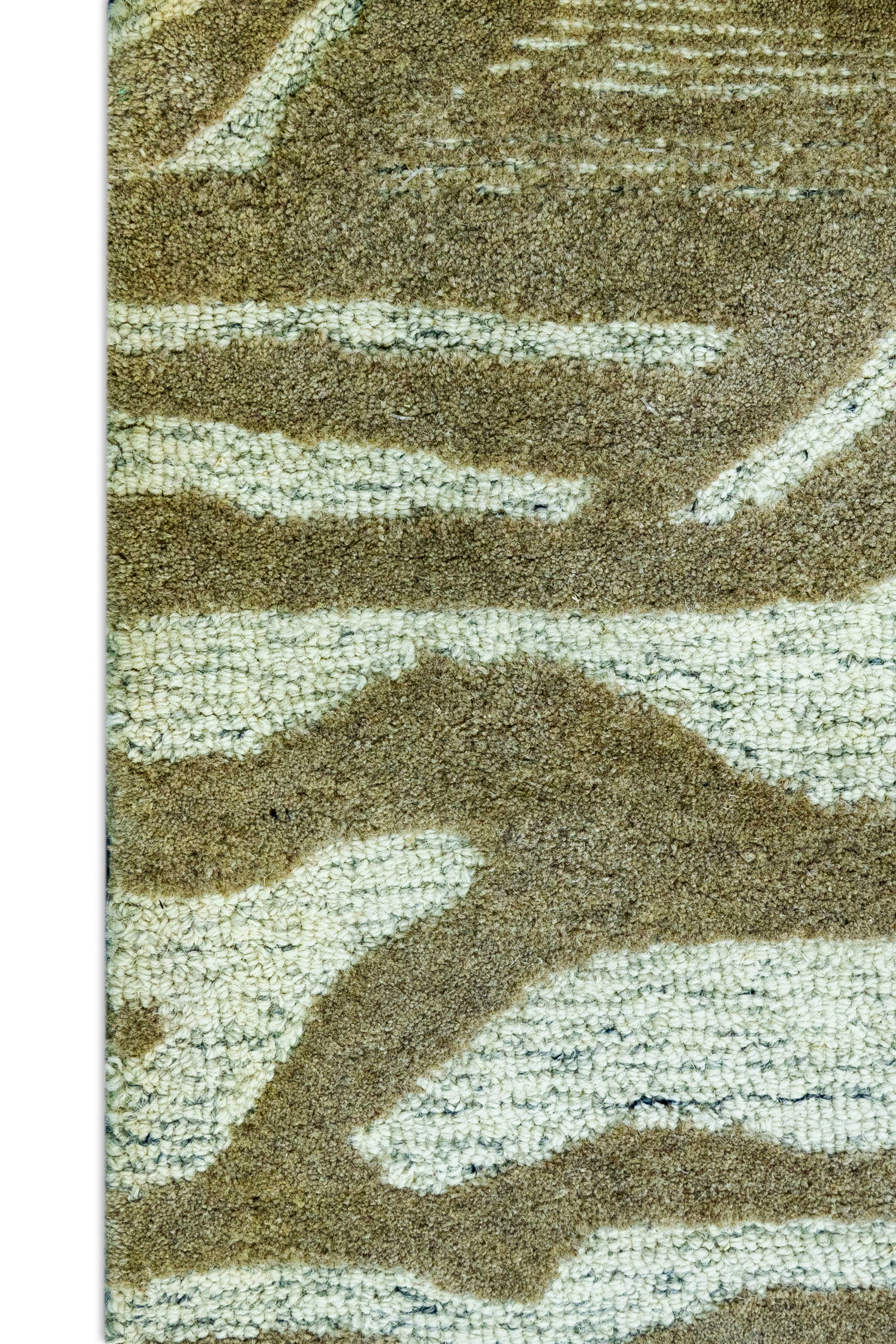 Detail Shot of Hand-Tufted Woolen Handmade Rug for bed rooms, offices, and dining spaces. with Wavy Pattern