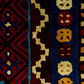 Detail Shot of Fusion Weave Hand-Tufted on Durrie Woolen rug for living room, bed rooms, offices with Geometric Lattice