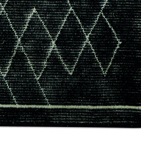 Detail for Black Hand-Tufted Woolen Handmade Rug for bed rooms, offices, and dining spaces.