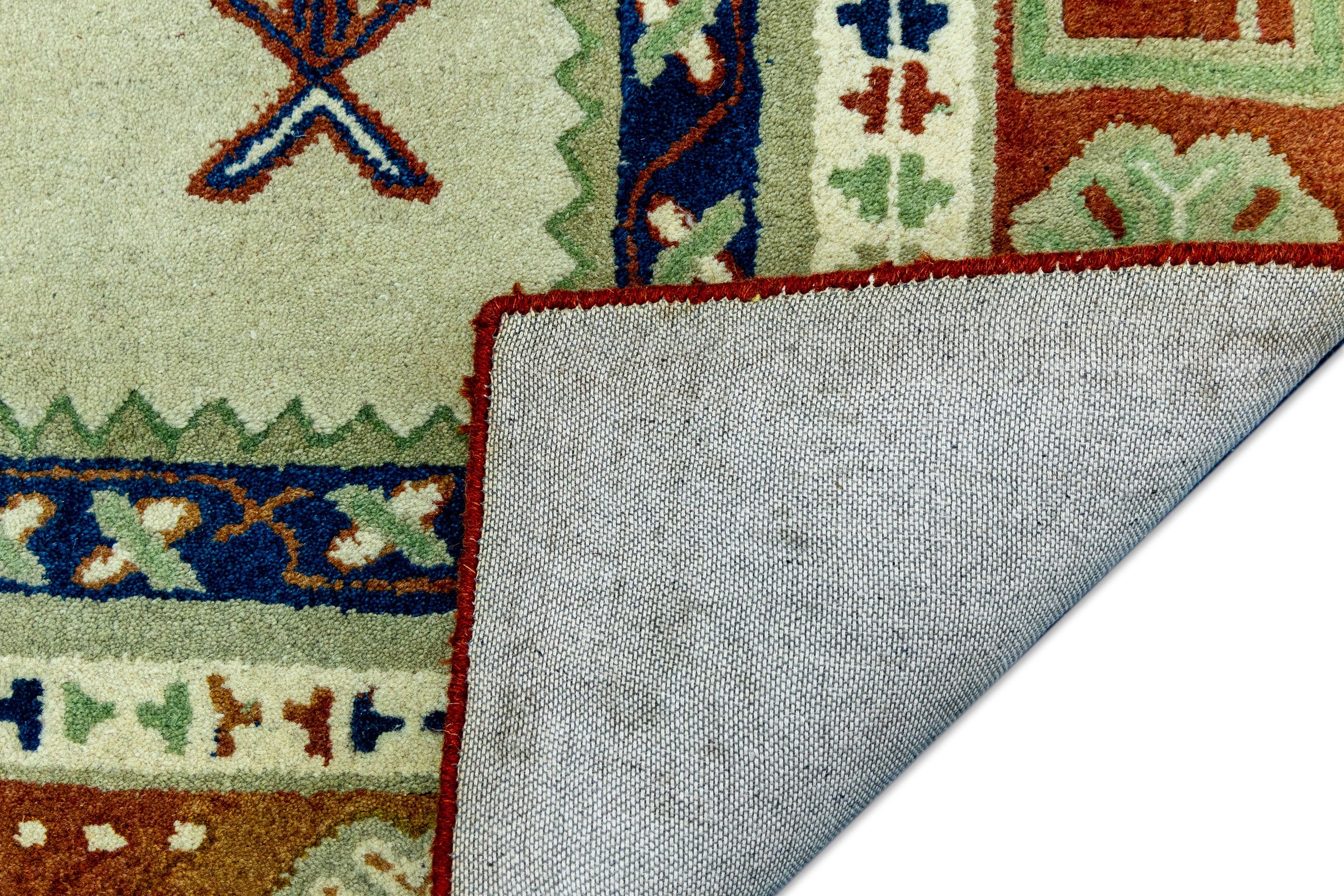Detail shot of Hand-Tufted Woolen Handmade Rug for bed rooms, offices, and dining spaces.
