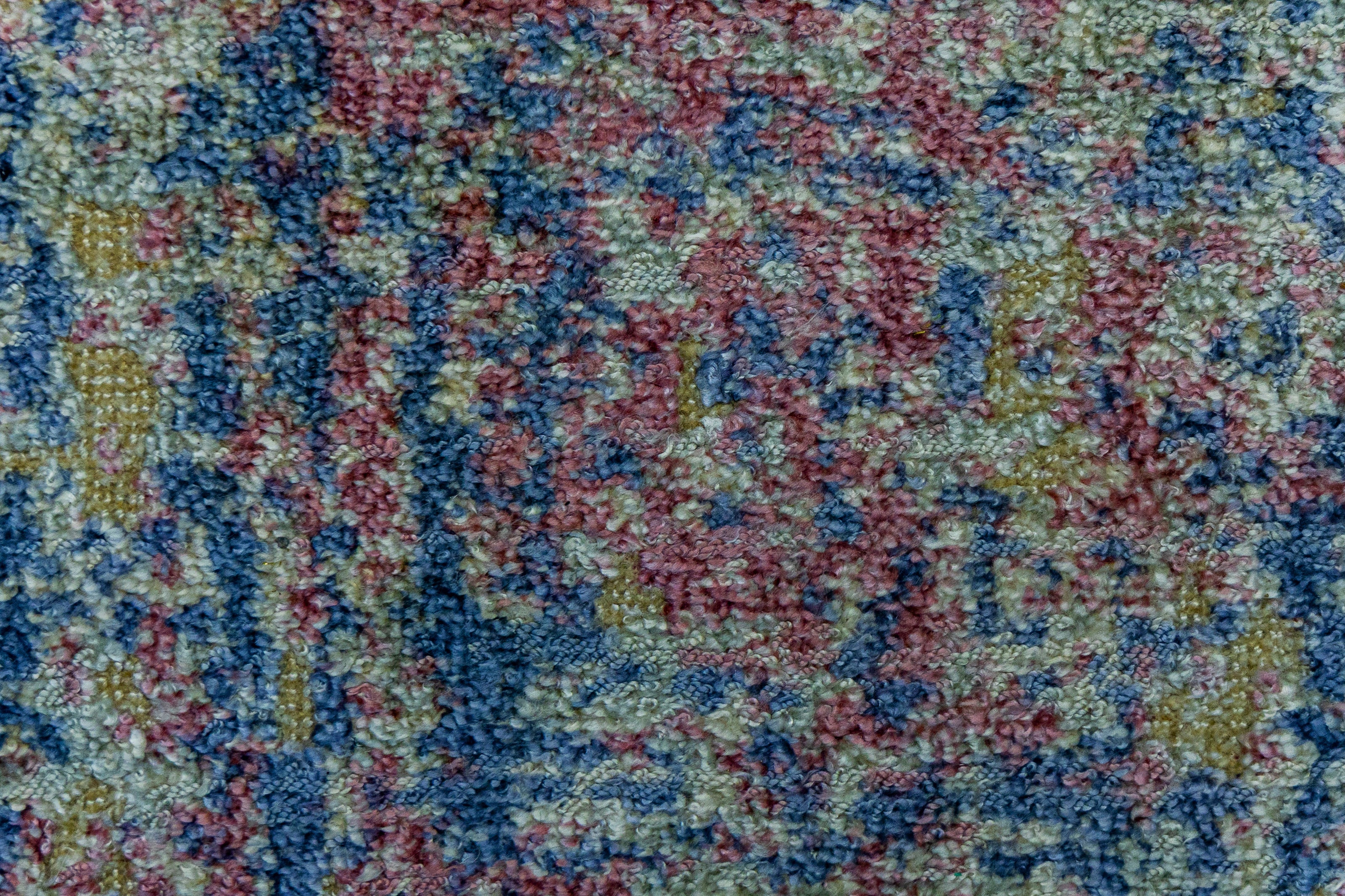 Detail Shot of Multicoloured Hand-Loom Printed Viscose Handmade Rug for bed rooms, offices, and dining spaces. 