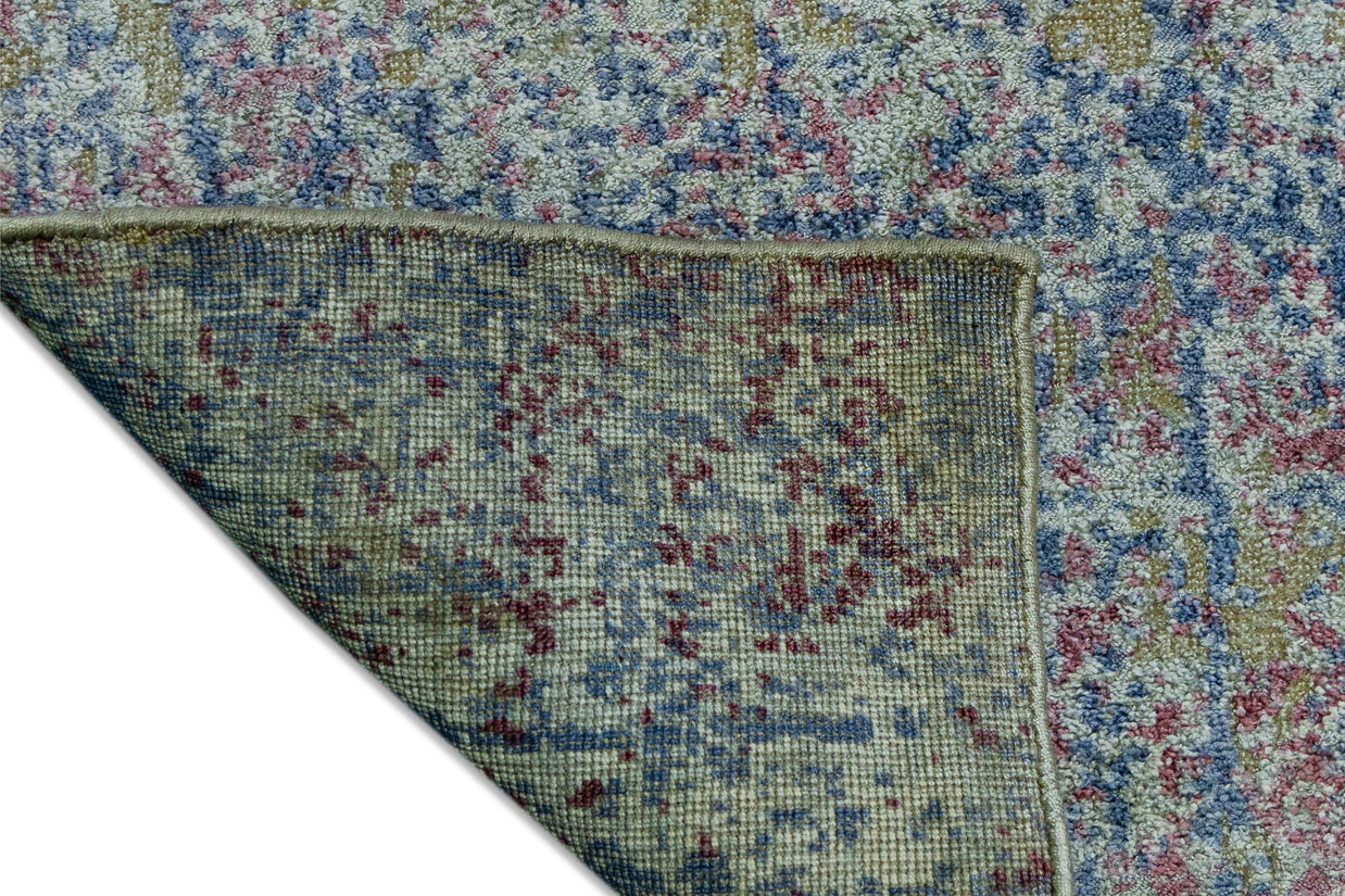 Patina Blue | Hand-Loom Printed Viscose Rug