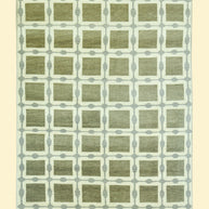 Patterned Rug with Green Beige Squares Hand-Knotted New Zealand Wool Handmade Rug for bed rooms, offices, and dining spaces