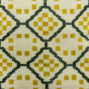 Detail Shot of Geometrical Design with Patterned Hand-Knotted New Zealand Wool Rug for living rooms, offices, and dining spaces. 
