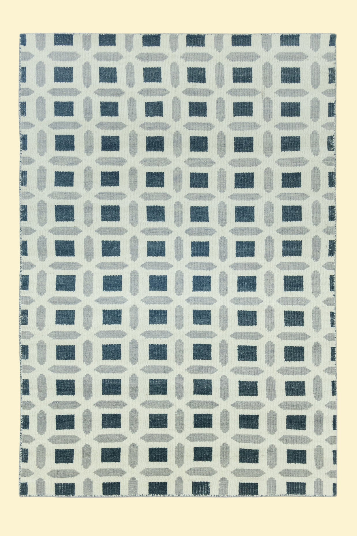 Patterned Rug with Geometrical Design Hand-Knotted New Zealand Wool Handmade Rug for bed rooms, offices, and dining spaces