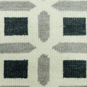 Detail Shot of Patterned Rug with Geometrical Design Hand-Knotted New Zealand Wool Handmade Rug for bed rooms, offices, and dining spaces